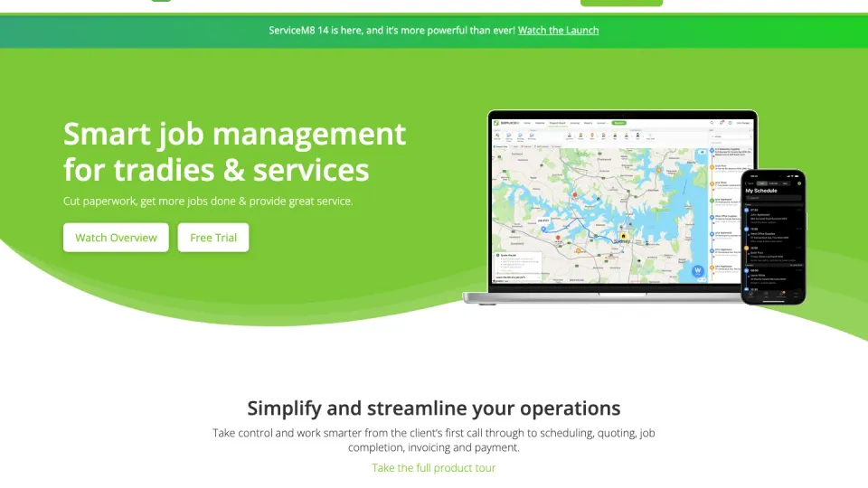 ServiceM8 website homepage
