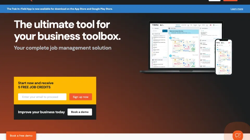 Trak website homepage