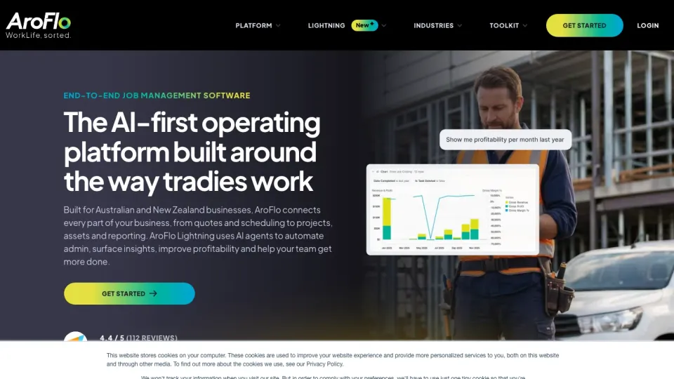 AroFlo website homepage