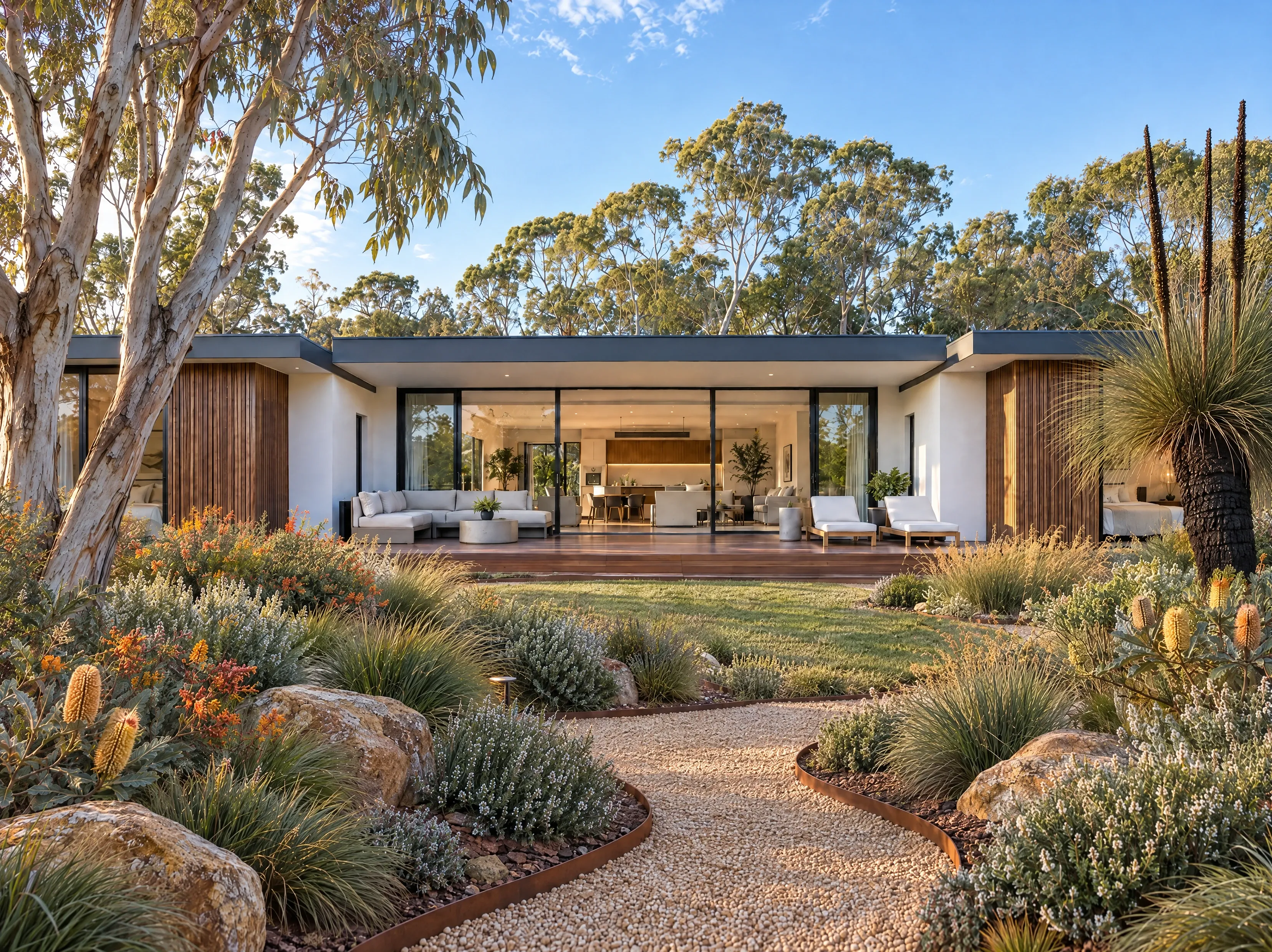 The same home with a native Australian garden