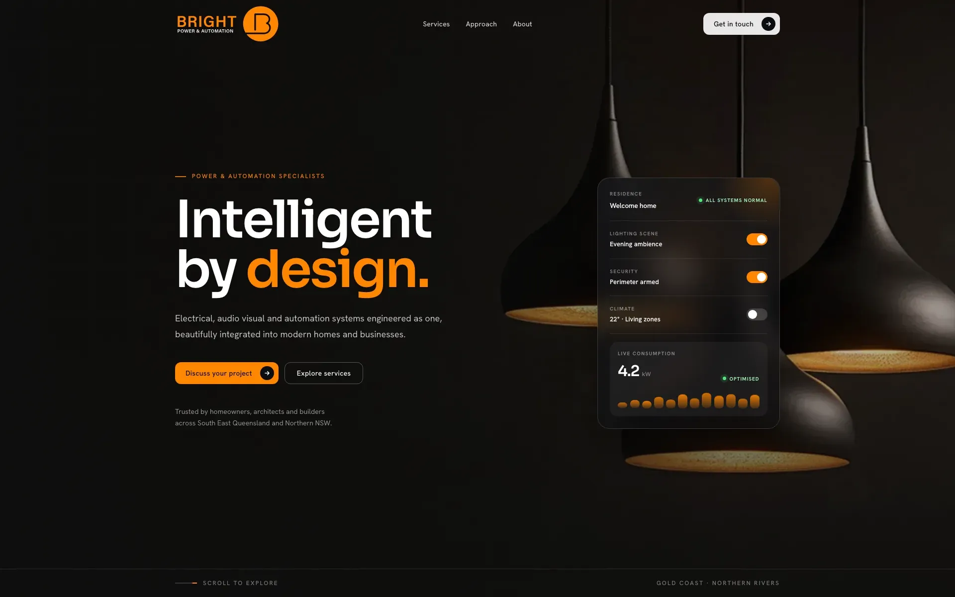 Screenshot of the Bright Power & Automation website
