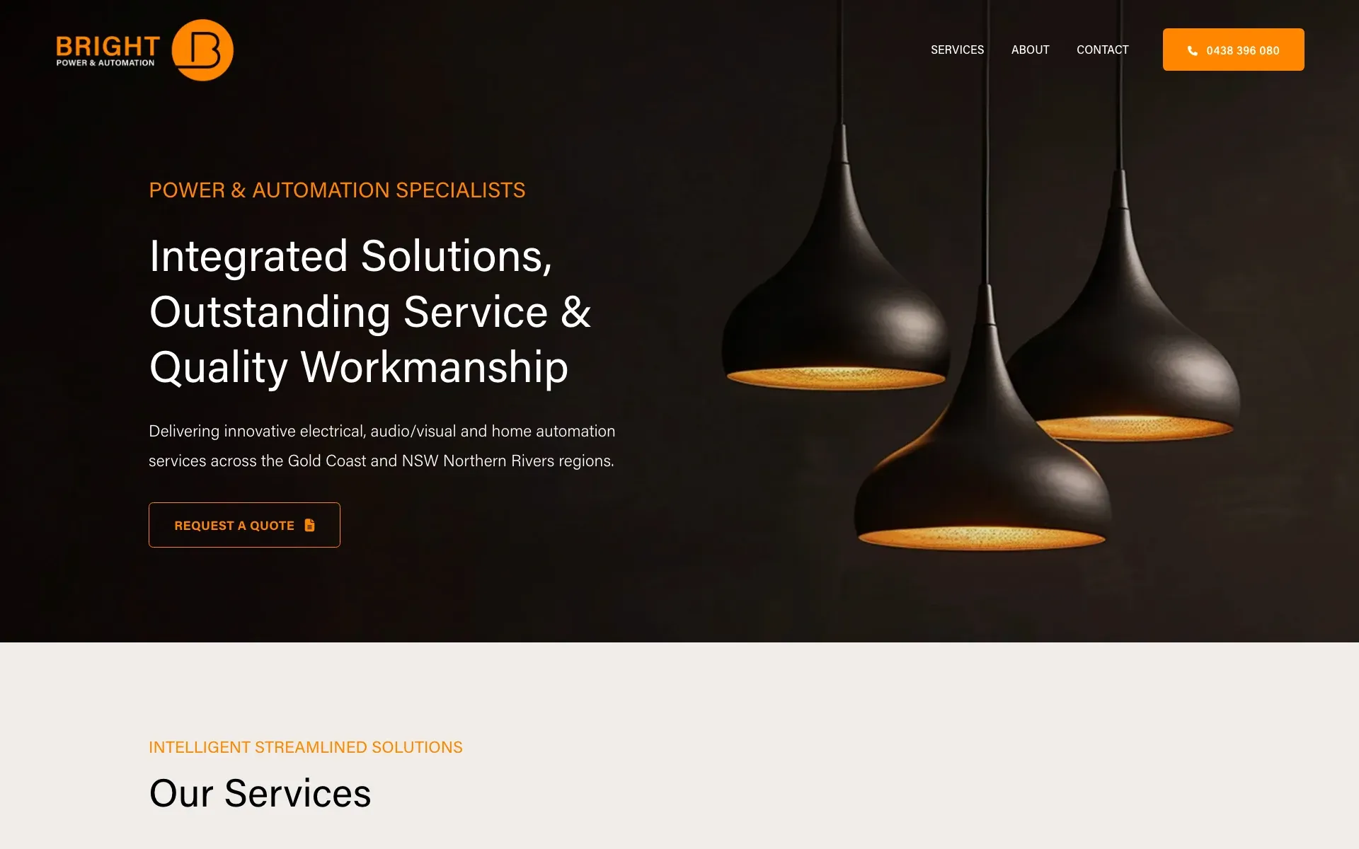 Screenshot of the Bright Power & Automation website