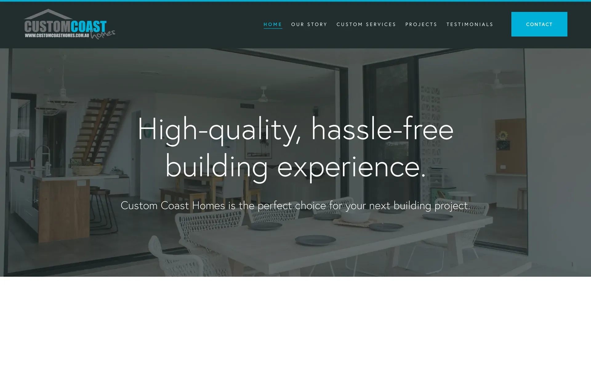 Screenshot of the Custom Coast Homes website