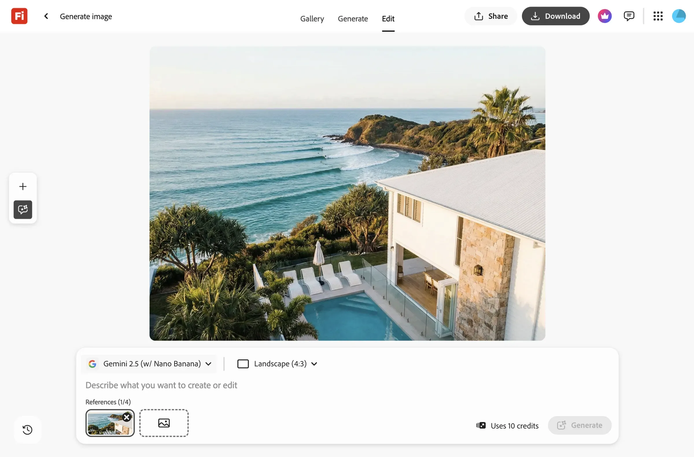 Adobe Firefly generating a luxury property image with AI