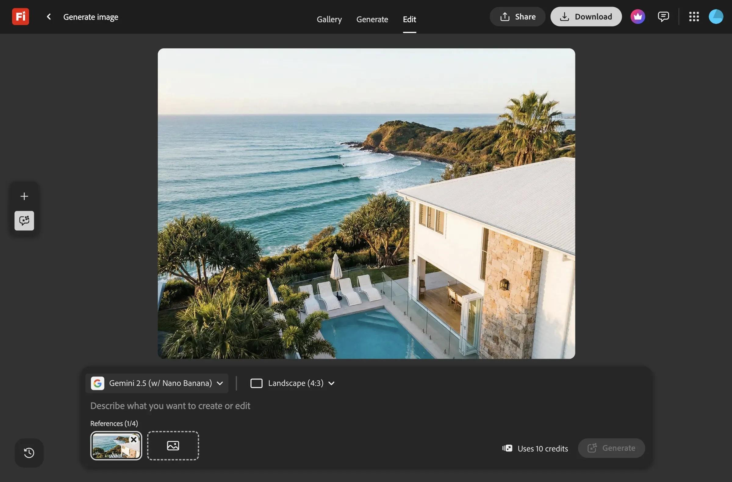 Adobe Firefly generating a luxury property image with AI